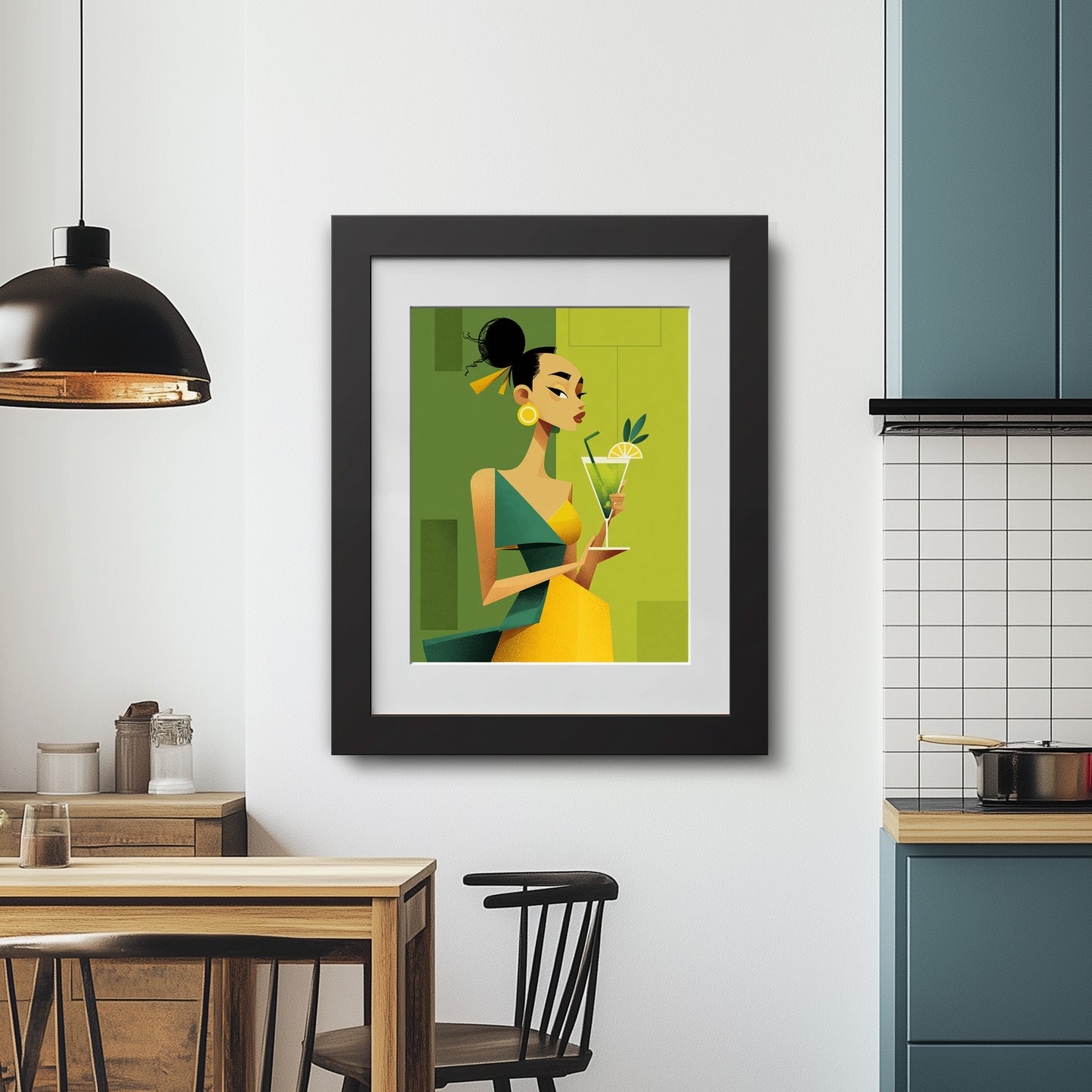 Girl and cocktail 52x42 cm (20 ½ x 16 ½”)