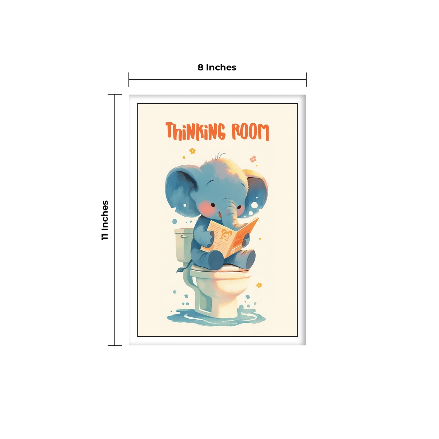 Thinking Room Bathroom Door Sticker, Elephant and Panda Design, Water Proof Sticker, Bathroom Decor