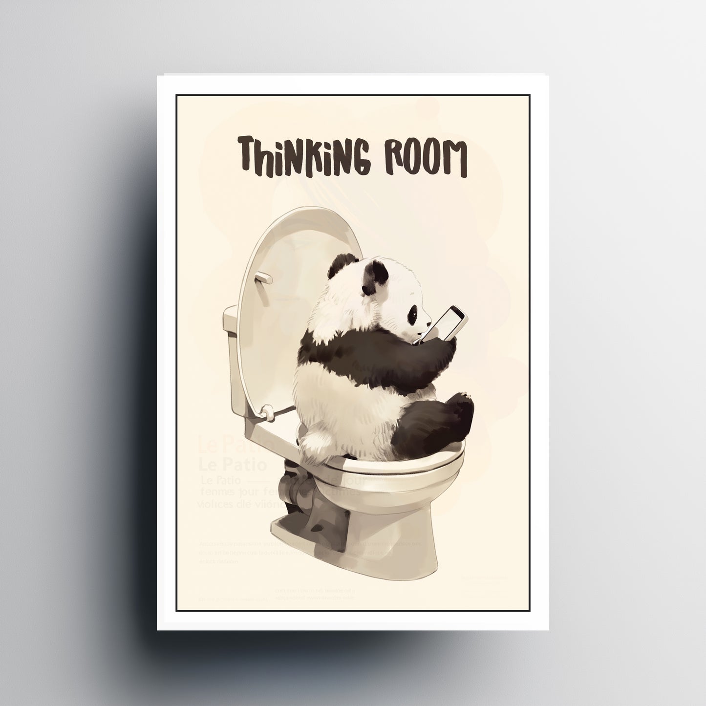 Thinking Room Bathroom Door Sticker, Elephant and Panda Design, Water Proof Sticker, Bathroom Decor