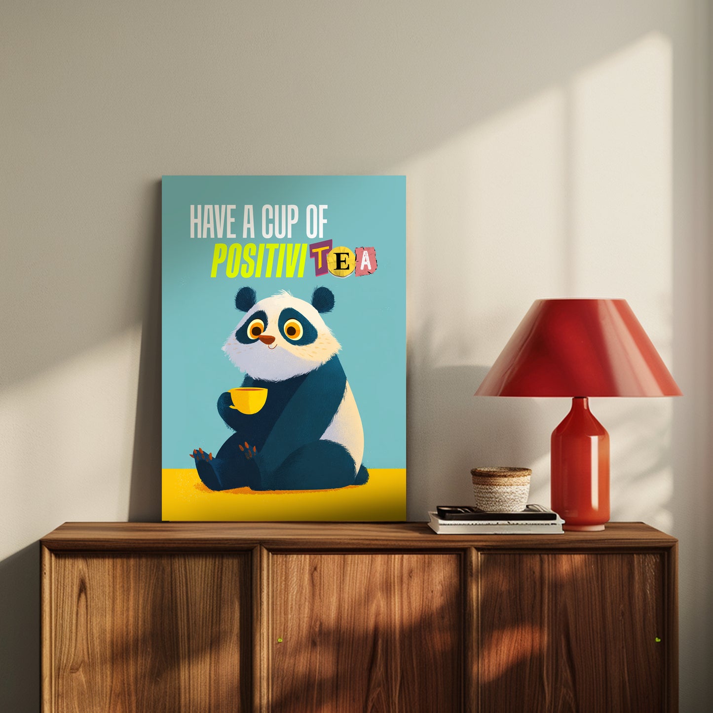Cute Panda Kitchen Wall Poster Sticker, Food and Tea Theme, Modern Cartoon Design, 8.2x11.5 Inches, 2 Piece